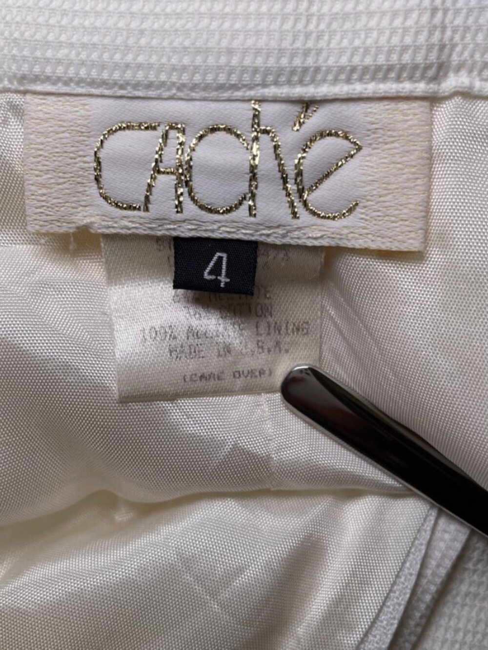 CACHE Vintage 1980s white skirt-front skort, size 4 - Picture 7 of 10
